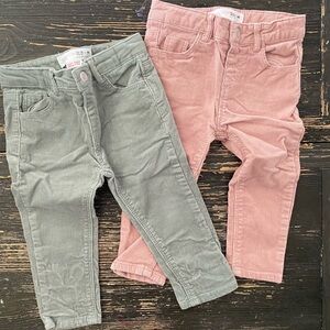 Zara Kids Corduroy Jeans - Green and Pink